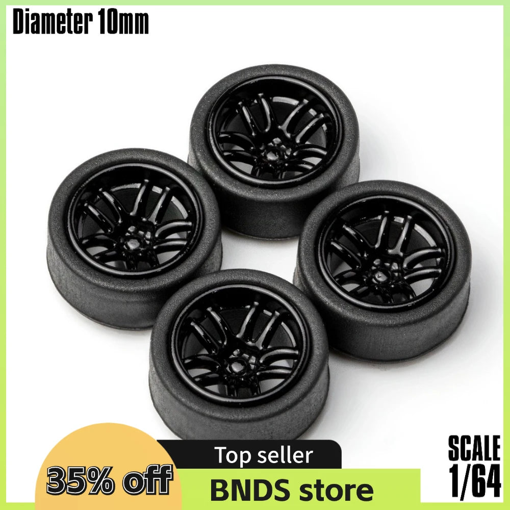 SpeedCG-Roues ABS 1/64 avec caoutchouc, pièces modifiées de type K, diamètre 10mm, pour modèle de voiture de course, véhicule jouet Hotwheels Tomica