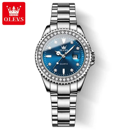 OLEVS 9945 Original diamant montre à Quartz pour femmes  élégant montres en acier inoxydable étanche femmes montres