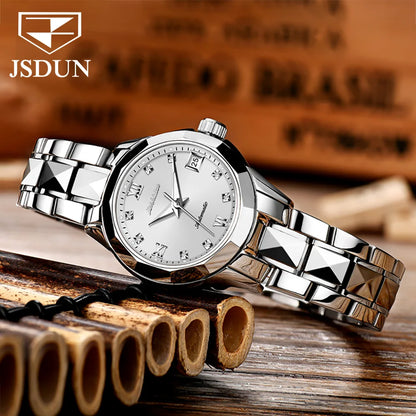 JSDUN nouvelle montre étanche pour femme montre mécanique automatique en acier tungstène de haute qualité pour femme