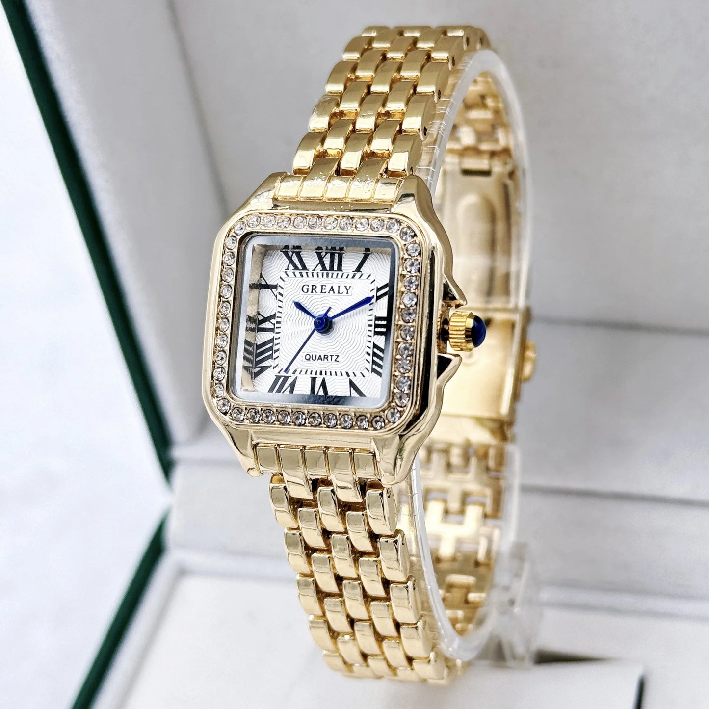 montre lumière or acier inoxydable  montres à Quartz