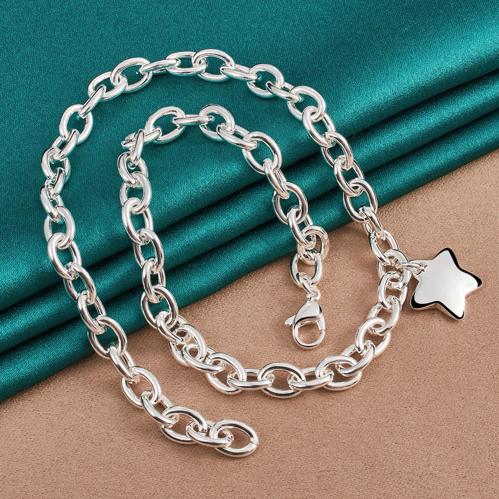 DOTEFFIL 925 pendentif étoile en argent Sterling 18 pouces chaîne collier pour femme mariage fiançailles bijoux de mode