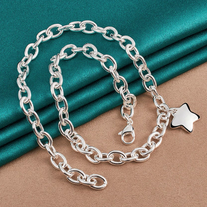 DOTEFFIL 925 pendentif étoile en argent Sterling 18 pouces chaîne collier pour femme mariage fiançailles bijoux de mode
