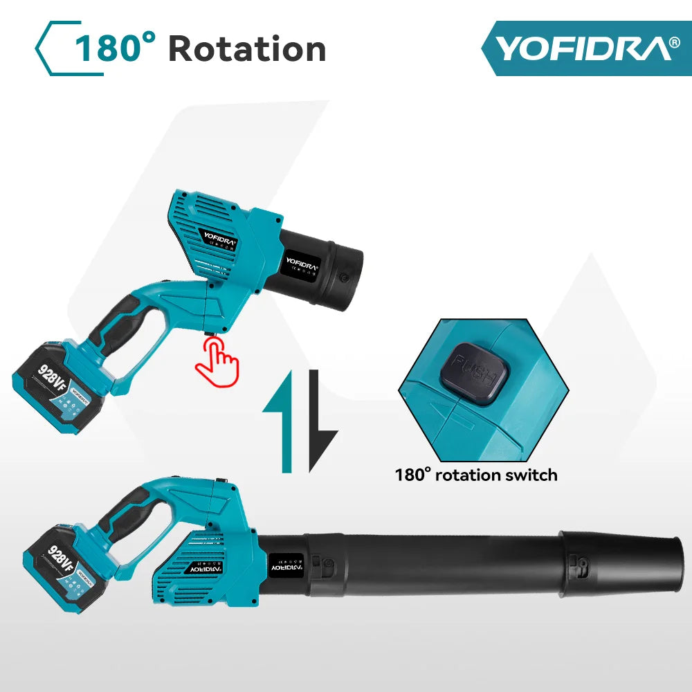 YOFIDRA 2In1 3000W ventilateur Turbo électrique sans brosse souffleurs d'air sans fil feuille neige poussière Jet ventilateur outil pour Makita 18V batterie broche