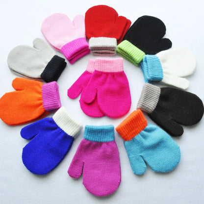 Gants d'hiver chauds pour bébés de 1 à 4 ans, mitaines tricotées en Patchwork, gants à doigts complets pour étudiants de la maternelle