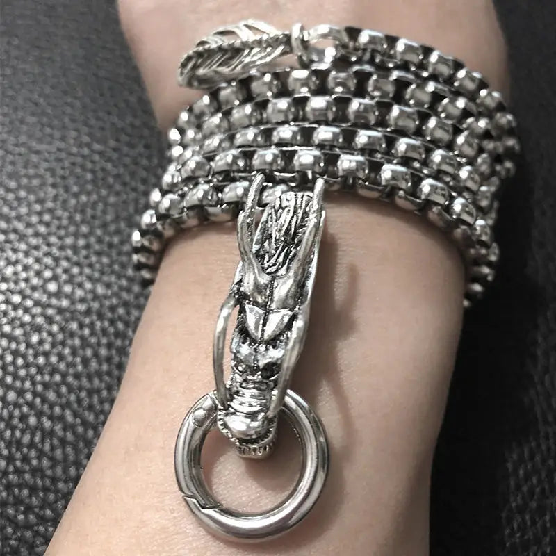 Bracelets à pendentifs tête de Dragon EDC, fouet d'auto-défense, collier en acier titane, chaîne à la mode, Gadgets de taille pour garçons, cadeaux Cool