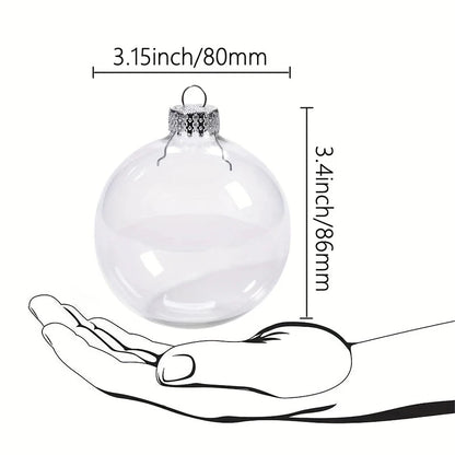 Décoration suspendue pour arbre de noël vide, 2 pièces, 6/8/10cm, boule ronde transparente ouverte en plastique, ornement Transparent, fournitures de fête pour enfants, bricolage