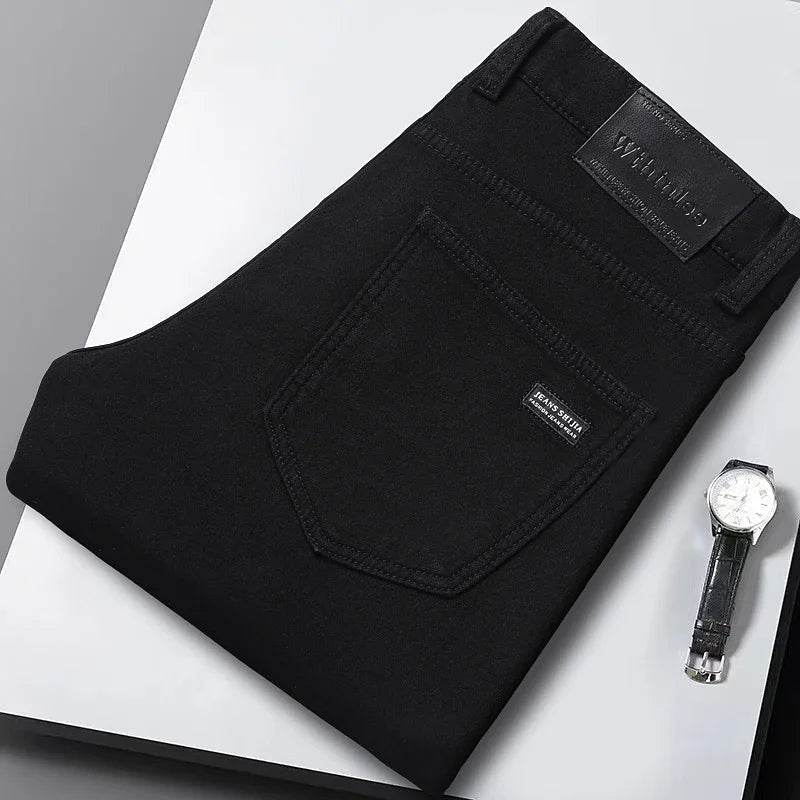 Jeans classiques gris noir pour hommes, jeans de travail, style décontracté, droits, à la mode, 2024