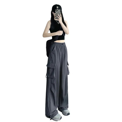 Mode 2025 femmes pantalons américain haute rue femme décontracté ample Cargo pantalon femme armée vert pantalon Streetwear