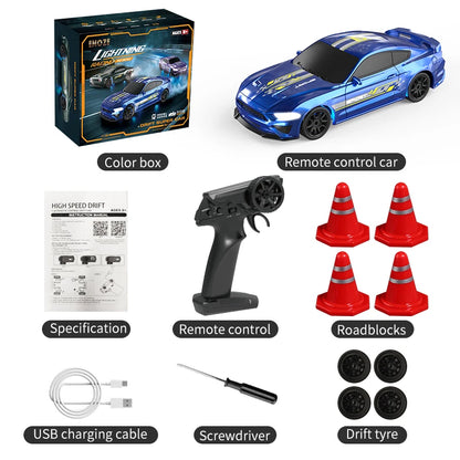 Voiture à dérive RC 1:43 4WD avec châssis métallique, 2.4G, haute vitesse, quatre roues motrices, télécommande, Mini modèles de voiture de course, jouet pour garçon, cadeau