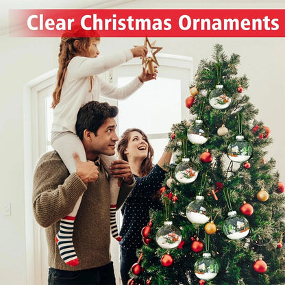 Décoration suspendue pour arbre de noël vide, 2 pièces, 6/8/10cm, boule ronde transparente ouverte en plastique, ornement Transparent, fournitures de fête pour enfants, bricolage