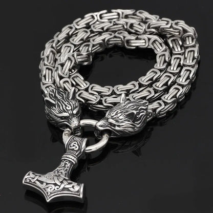 Pendentif tête de loup en acier inoxydable, collier nordique loup celtique pour hommes, accessoires de Rune Viking scandinave, bijoux amulette nordique
