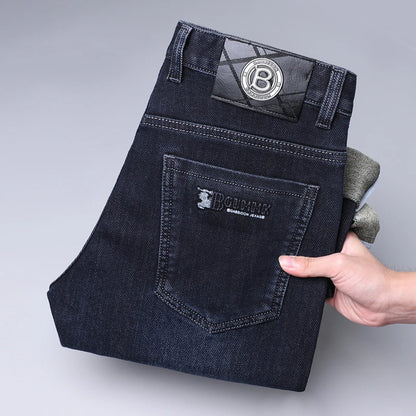 Jean Slim à jambes droites pour hommes, de haute qualité, léger, décontracté, mode, amincissant, Style confortable, automne hiver