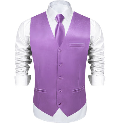 Costume en Satin solide, ensemble gilet et cravate, noir, blanc, bleu, rouge, smoking de mariage pour hommes, gilets d'affaires de luxe, bal de promo, veste sociale sans manches
