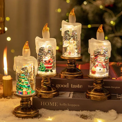Décorations de Noël chaudes, lampe à vent, bougie ci-après, boule de cristal, lumières, flocon de neige, boîte à musique, cadeau de Noël, scène de Gand