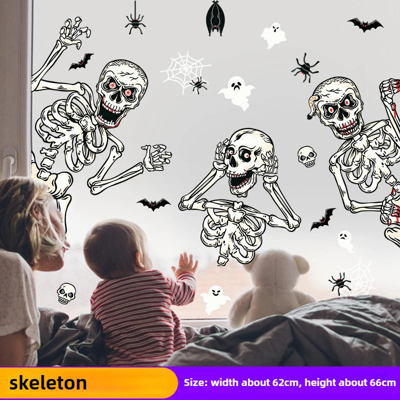 Autocollants de fenêtre électrostatiques pour vitrine en verre d'halloween, décoration de scène fantôme Zombies citrouille araignées, décoration de fête d'halloween