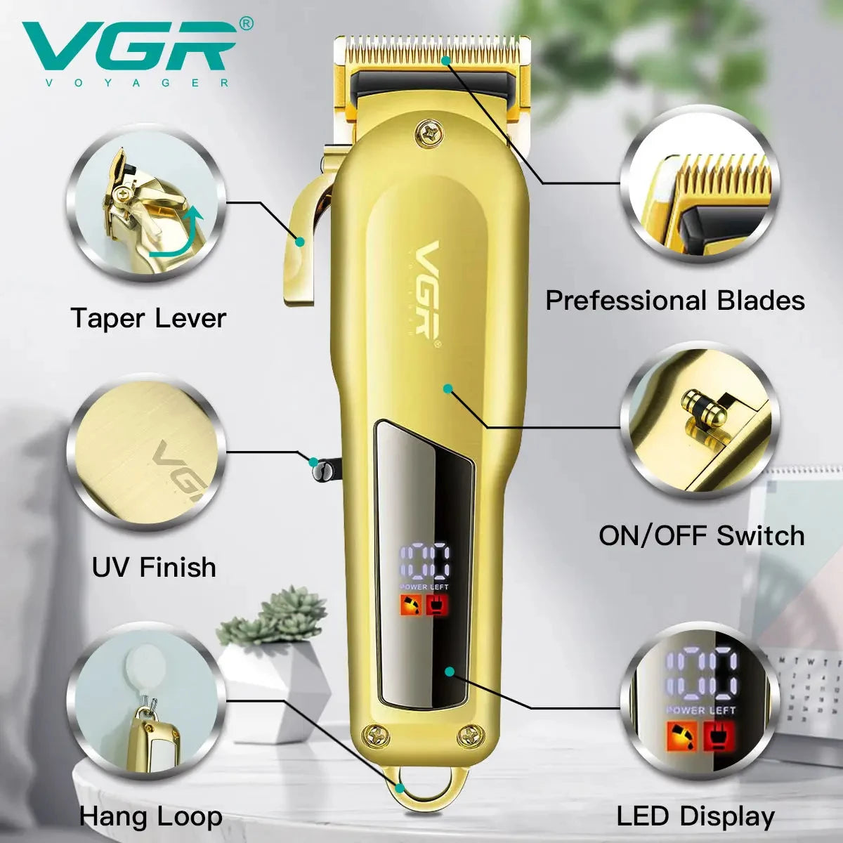 VGR tondeuse à cheveux pour hommes Rechargeable V-278