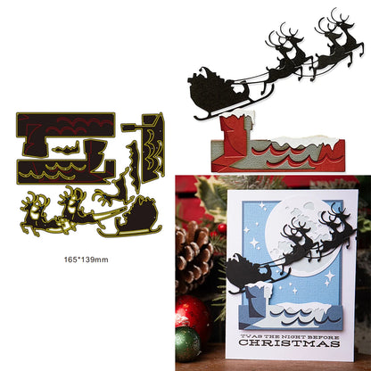 Matrices de découpe en métal, traîneau de renne de noël, JOY of NOEL, pour bricolage, artisanat de Scrapbooking, fabricant de cartes, modèle de gaufrage d'album Photo