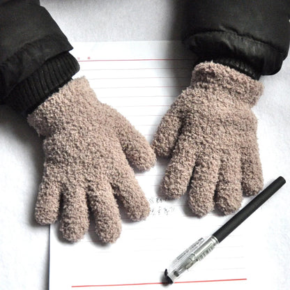 Gants d'hiver en fourrure pour enfants, mitaines à doigts complets, gants doux, garder au chaud, sourire, épais, bébé, enfants de 3 à 6 ans