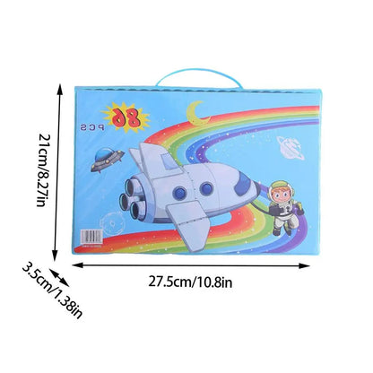 Ensemble de pinceaux de peinture graffiti pour enfants, stylo d'interconnexion, apprentissage d'art, boîte d'acquisition de papeterie, jouets pour enfants, rose, bleu, 86 pièces par ensemble