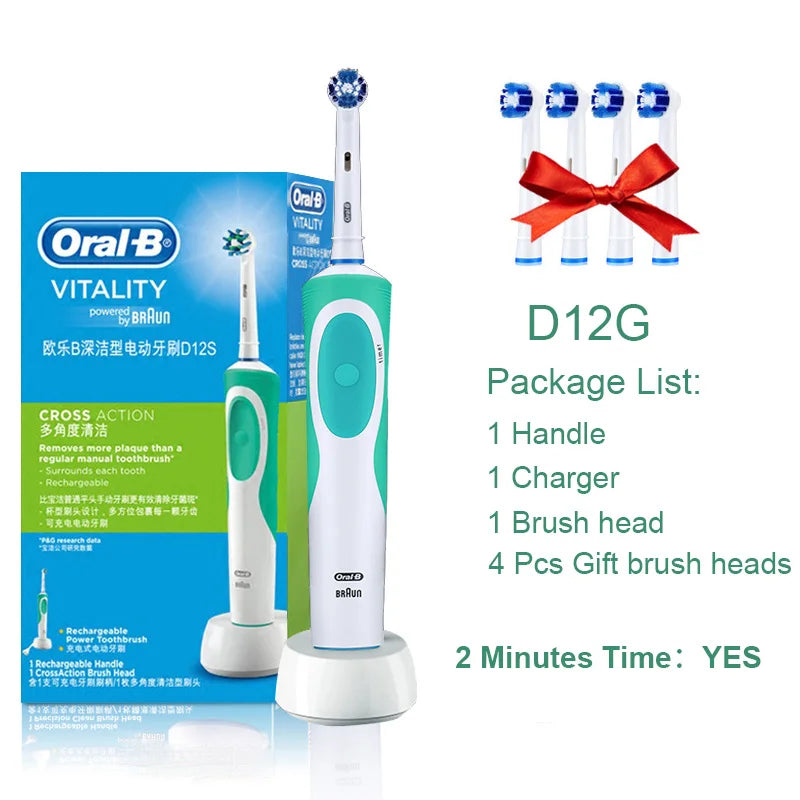 Oral B brosse à dents électrique Rotation nettoyage Oral 3D dent blanche adulte vitalité brosse à dents charge inductive + tête de brosse cadeau