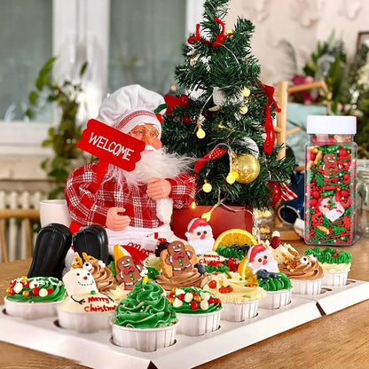 Mélange d'arbres de noël, père noël, Jimmies de noël, saupoudrage rouge et vert pour décoration de cuisson de biscuits