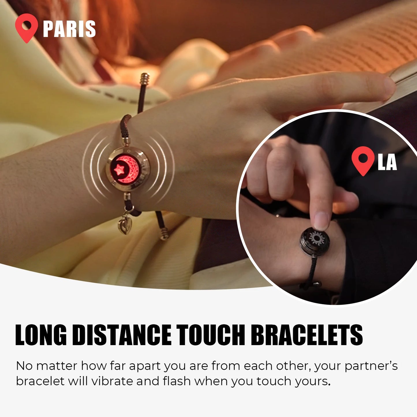 Totwoo cadeau de Couple romantique Bracelets Bluetooth intelligents avec rappel de vibrations pour iOS Android longue Distance