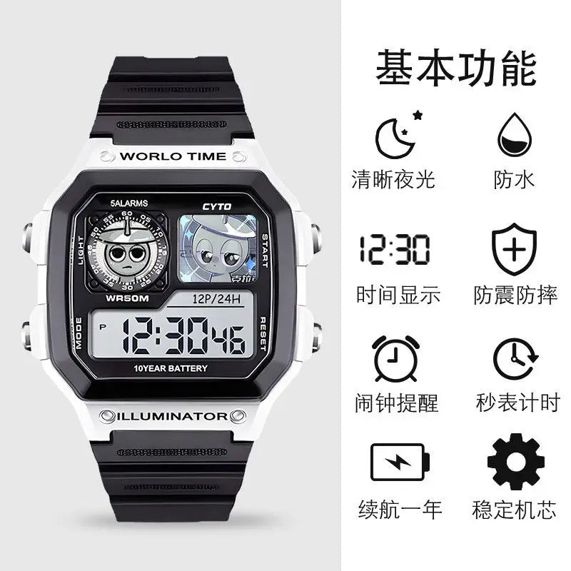 Kawaii Sprunki dessin animé enfants montre Sport montres bracelet en Silicone LED étanche montre numérique pour enfants montre-bracelet électronique