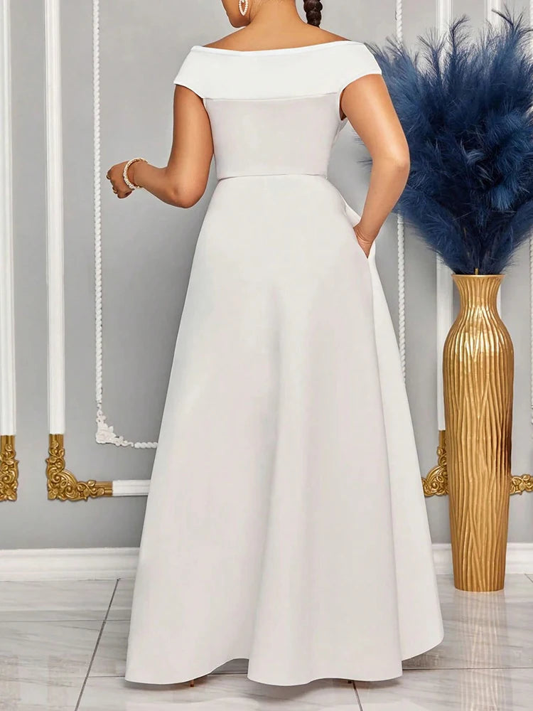 Robe d'été longue pour femmes, épaules dénudées, couleur unie, Maxi, robes de soirée élégantes pour demoiselle d'honneur de mariage, vêtements pour femmes, 2025