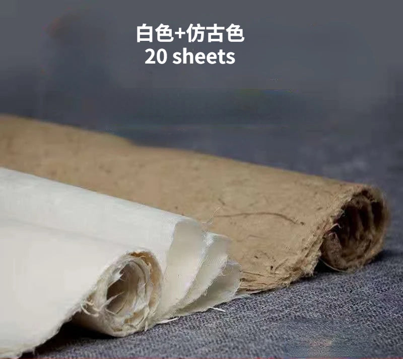 Yaozhai papier de coton fait à la main papier de mûrier rétro papier brut Xuan peinture à moitié mûre papier de calligraphie Yunlong Fiber papier de riz
