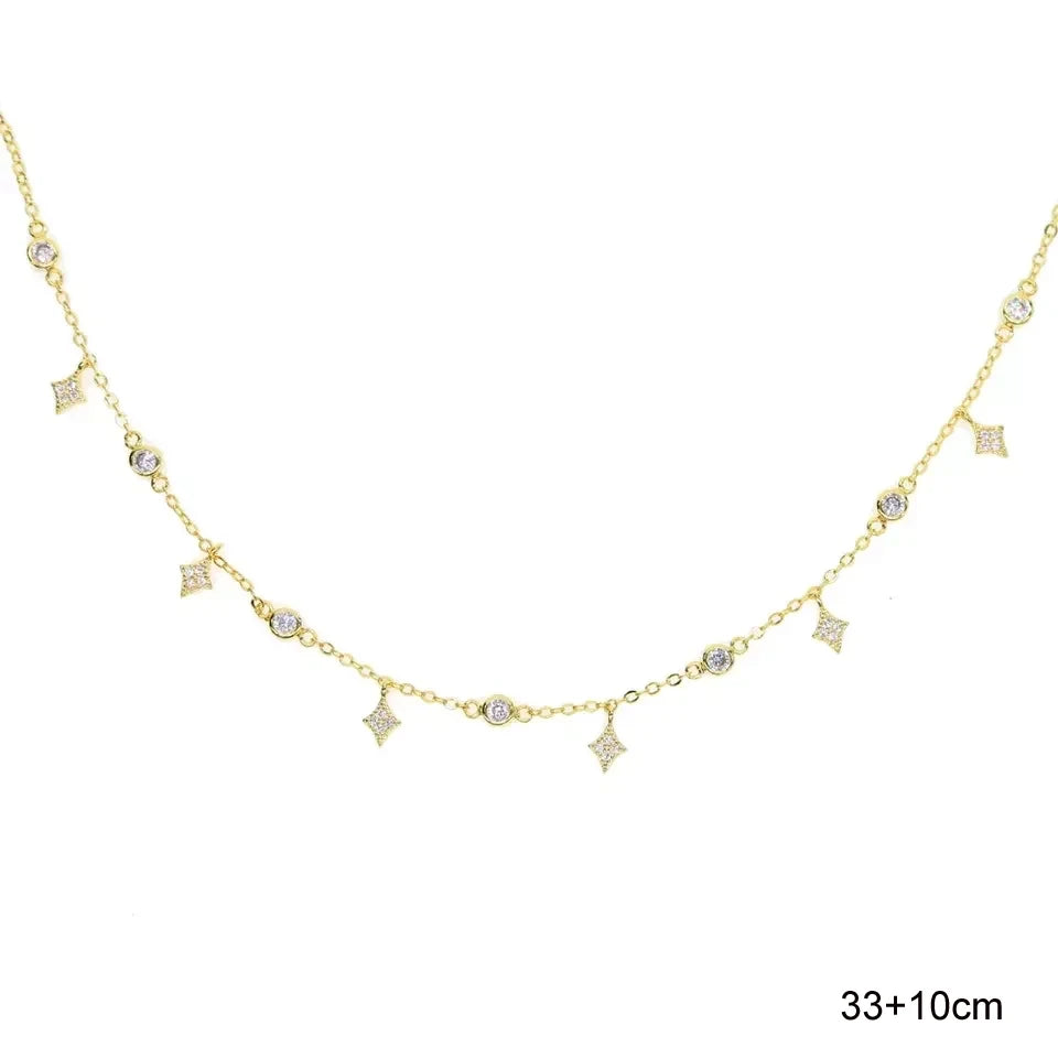 Collier ras du cou en argent Sterling 925 pour femmes, Station CZ transparente, multi-charmes, à la mode, délicat, points Disco, goutte d'eau, pendentif