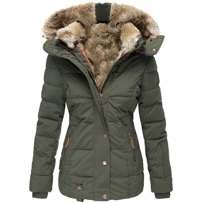 Manteau de luxe en laine et coton pour femme, parka Slim à capuche, fermeture éclair, manches longues, coupe-vent, combinaison de neige, manteau rembourré en coton, nouvelle collection hiver