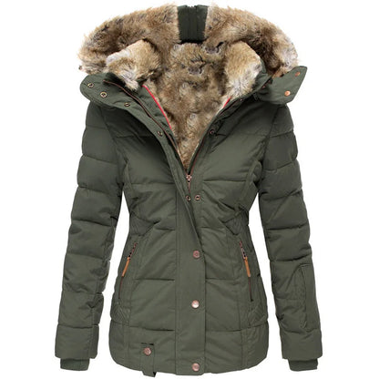 Manteau de luxe en laine et coton pour femme, parka Slim à capuche, fermeture éclair, manches longues, coupe-vent, combinaison de neige, manteau rembourré en coton, nouvelle collection hiver