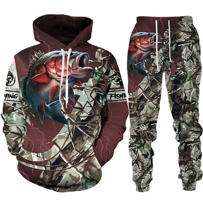 Solomon-Ensemble de sweat à capuche à manches longues pour hommes, impression de poisson 3D, mode de pêche décontractée, pull sportif en plein air, surdimensionné, haute qualité