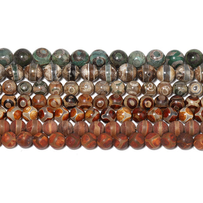 Perles rondes de football tibétaines en pierre naturelle d'agate DZI, 8mm 10mm, entretoise ample ronde pour la fabrication de bijoux, accessoires de bracelet à faire soi-même