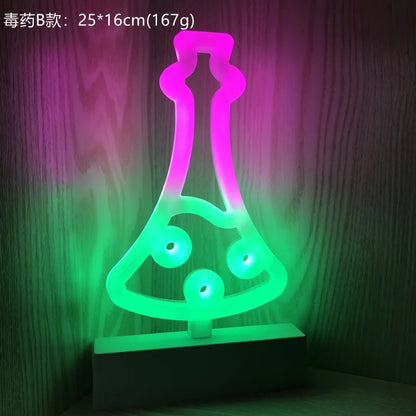 Décoration d'halloween néons chapeau de sorcière bonbons fantôme lampe de fête pour chambre Bar café décor éclairage crâne bébé veilleuse