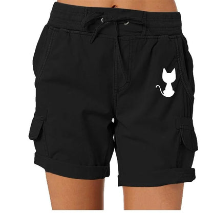 Short de plage imprimé chat mignon pour femme, bermuda taille haute, short de golf actif, mode d'été en plein air, tendance, commandé