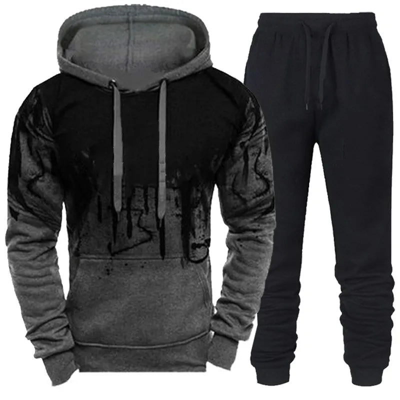 Survêtements à capuche et pantalon CamSolomon pour hommes, vêtements de sport tendance, olympiques de jogging à encre 3D, automne et hiver, ensemble 2 pièces