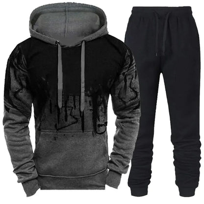 Survêtements à capuche et pantalon CamSolomon pour hommes, vêtements de sport tendance, olympiques de jogging à encre 3D, automne et hiver, ensemble 2 pièces