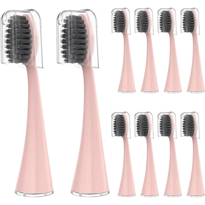 Têtes de brosse de rechange pour brosse à dents électrique sonique originale Burst Pro, recharge de poils de charbon de bois souple avec capuchon anti-poussière, 10 pièces