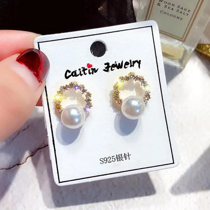 Boucles d'oreilles rondes en argent S925, strass assortis avec tout, simples, goutte d'eau noire,