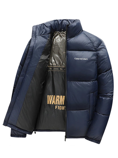 2025 nouvelle veste d'hiver hommes épaissir Parka décontractée coupe ajustée vêtements d'extérieur imperméable chaud couleur unie vêtements d'extérieur col montant manteau