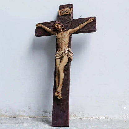 Statue de croix de jésus-Christ Crucifix en résine, cadeaux parfaits pour voiture, maison, décoration de chapelle, collective