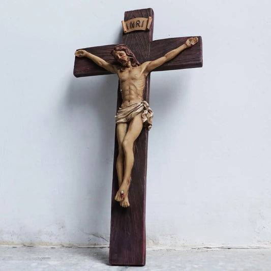 Statue de croix de jésus-Christ Crucifix en résine, cadeaux parfaits pour voiture, maison, décoration de chapelle, collective
