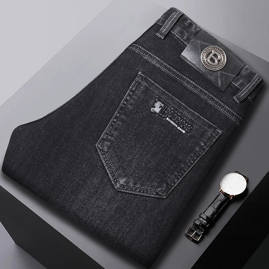 Jean Slim à jambes droites pour hommes, de haute qualité, léger, décontracté, mode, amincissant, Style confortable, automne hiver