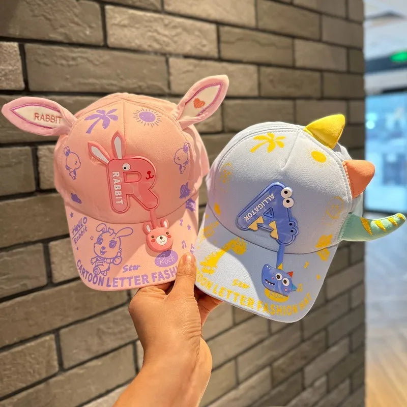 Casquette de Baseball pour bébé, Animal de dessin animé, couleur bonbon, lapin, ours, dinosaure, langue de canard, chapeau d'été réglable en coton pour enfants, chapeaux de soleil