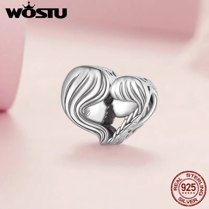 WOSTU – breloques Vintage en forme de cœur, 100% argent Sterling 925,
