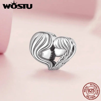 WOSTU – breloques Vintage en forme de cœur, 100% argent Sterling 925,