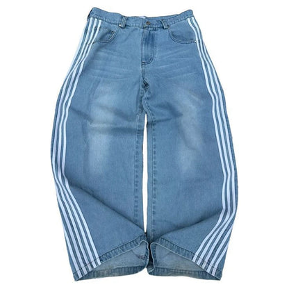 Y2K – jean Baggy rétro pour hommes, broderie croisée américaine, Patchwork, ample, Streetwear, pantalon gothique à jambes larges