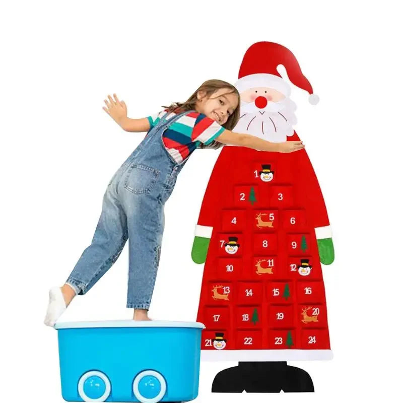 Calendrier d'arbre de noël en feutre, décor suspendu, ornement de vacances, cadeaux de noël pour enfants, décoration murale de porte pour fête à la maison, décor saisonnier