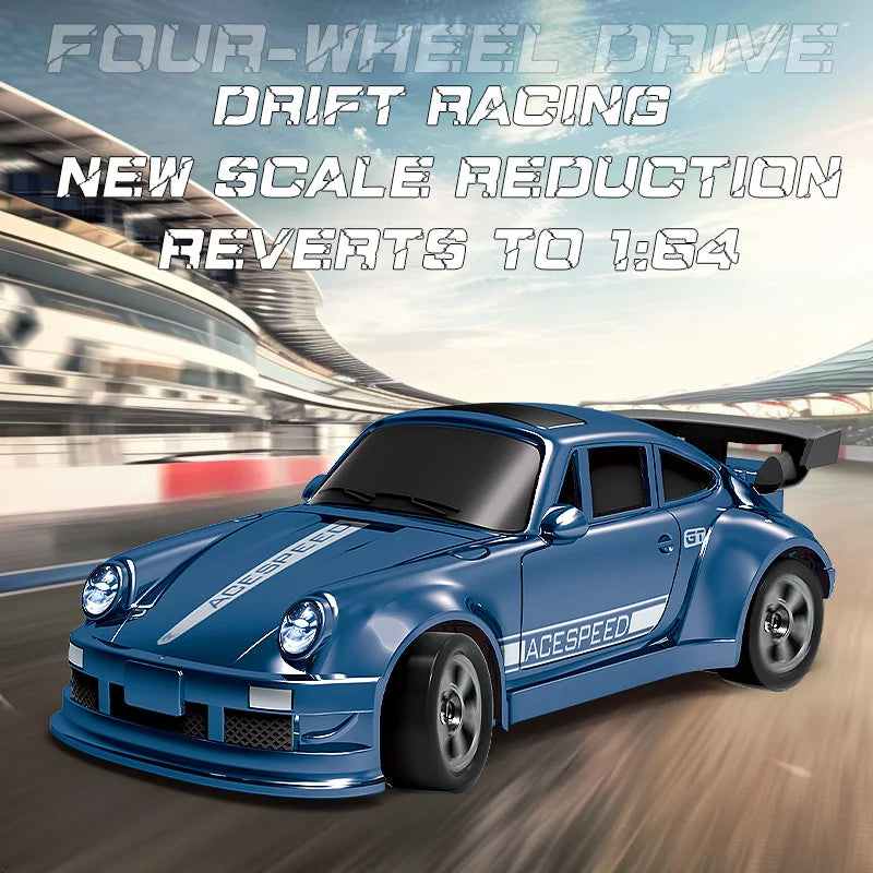 Voiture RC à quatre roues motrices, télécommande, voiture de cascade de bureau, Proportions complètes, Mini voiture de course à dérive, jouet modèle cadeau pour garçon, 1/64
